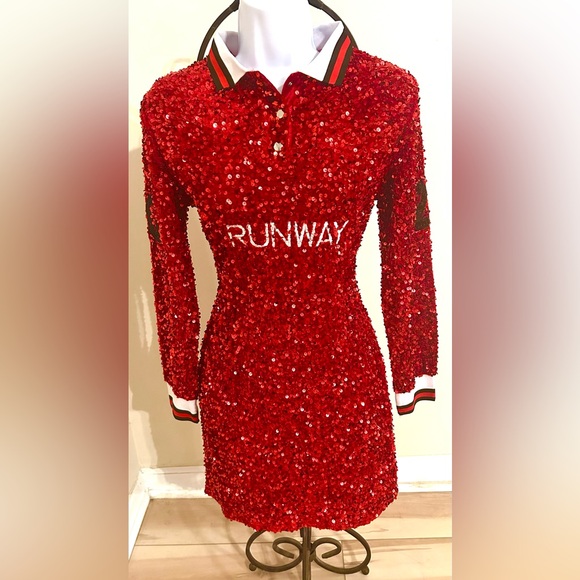 The Unbranded Brand Dresses & Skirts - Red black white sequin mini dress women’s size medium